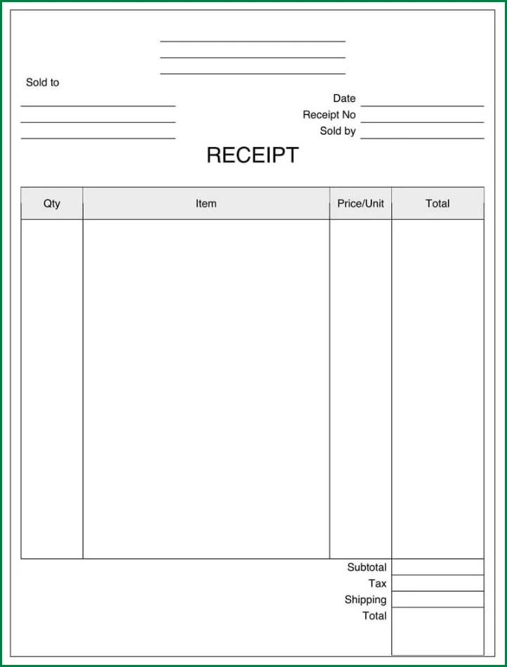 Example of Company Receipt Template