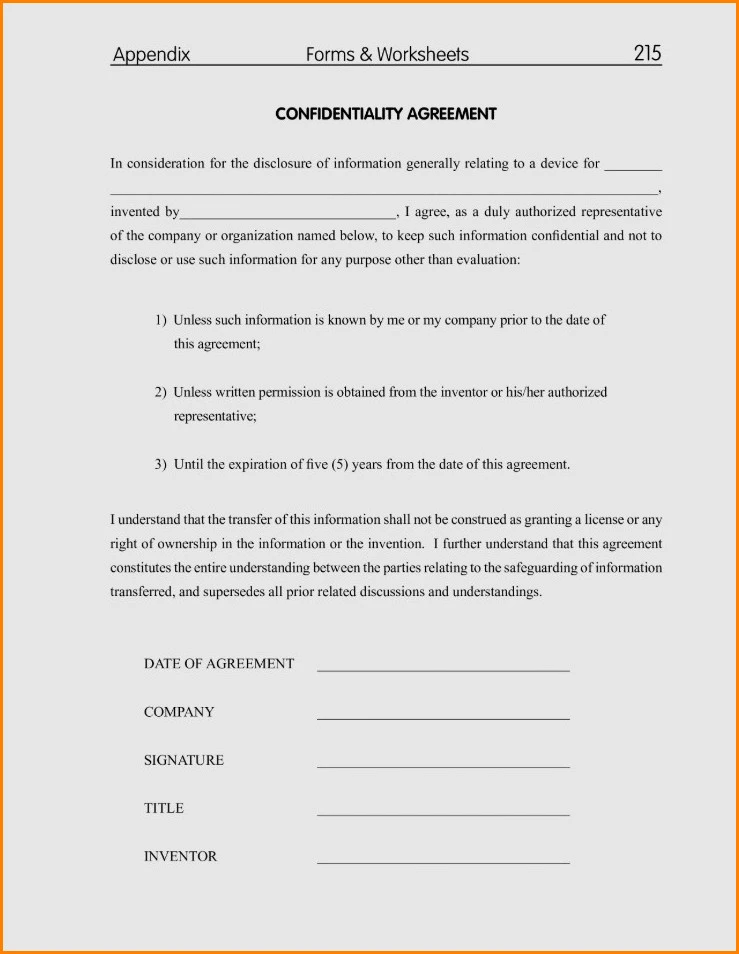 Example of Confidentiality Agreement Template