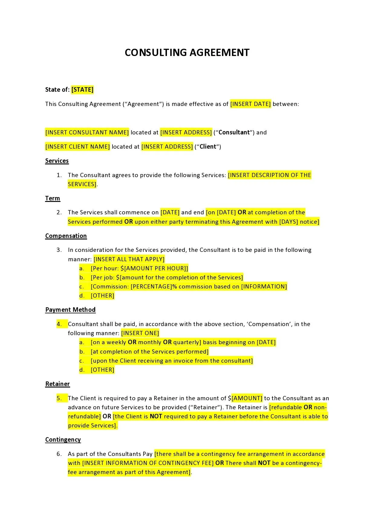 Example of Consulting Agreement Template