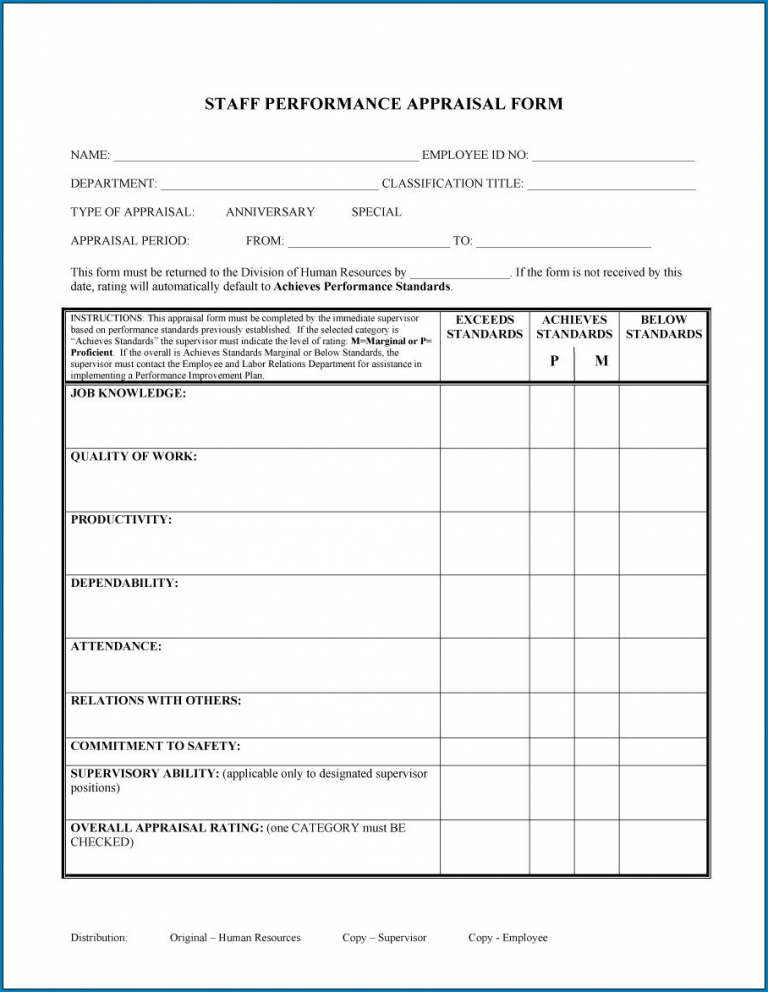 Example of Employee Appraisal Form Example of Employee Appraisal Form