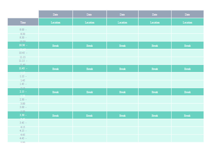Example of Event Schedule Template