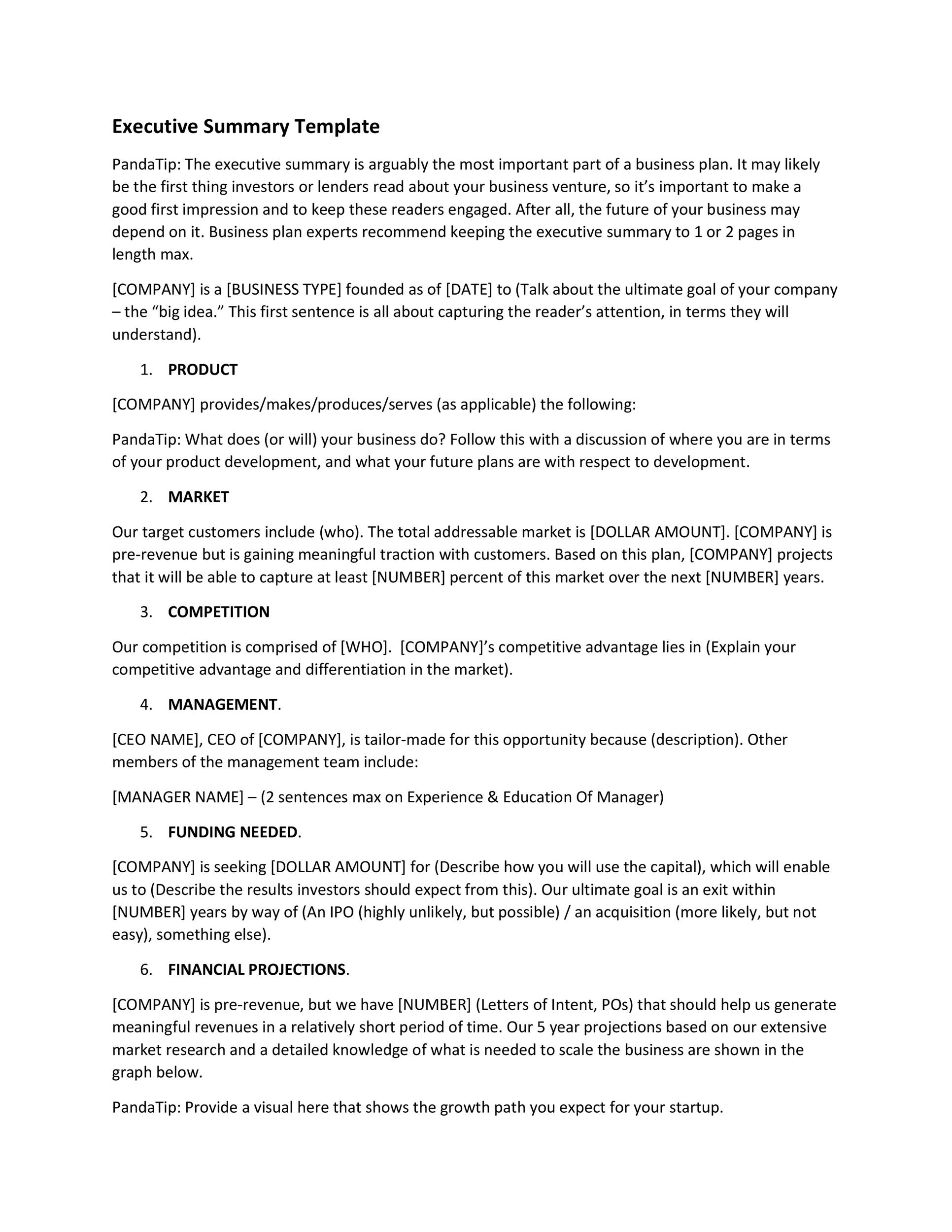 Example of Executive Summary Template Example of Executive Summary Template