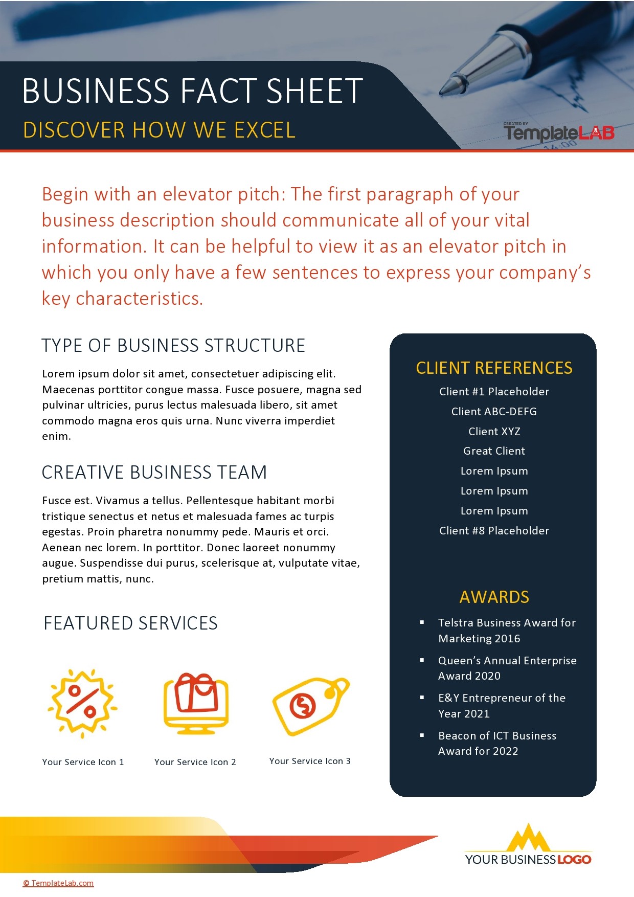 Example of Fact Sheet Template