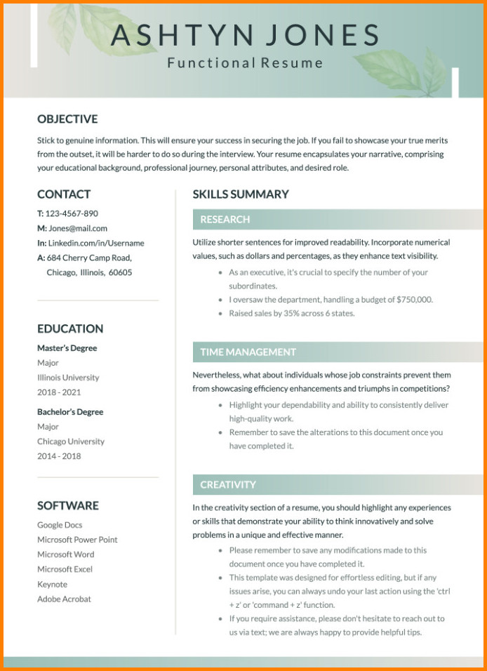Example of Functional Resume Template Example of Functional Resume Template