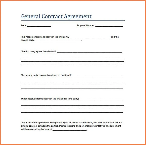 Example of General Contractor Agreement Template