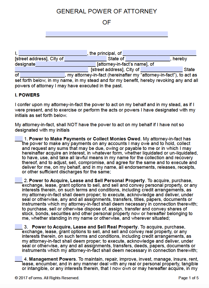 Example of General Power of Attorney Template Example of General Power of Attorney Template
