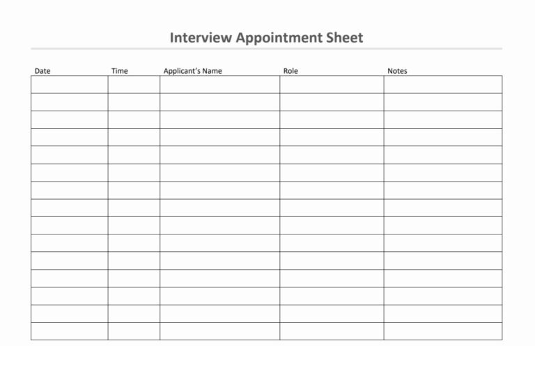 Free Printable Interview Schedule Template