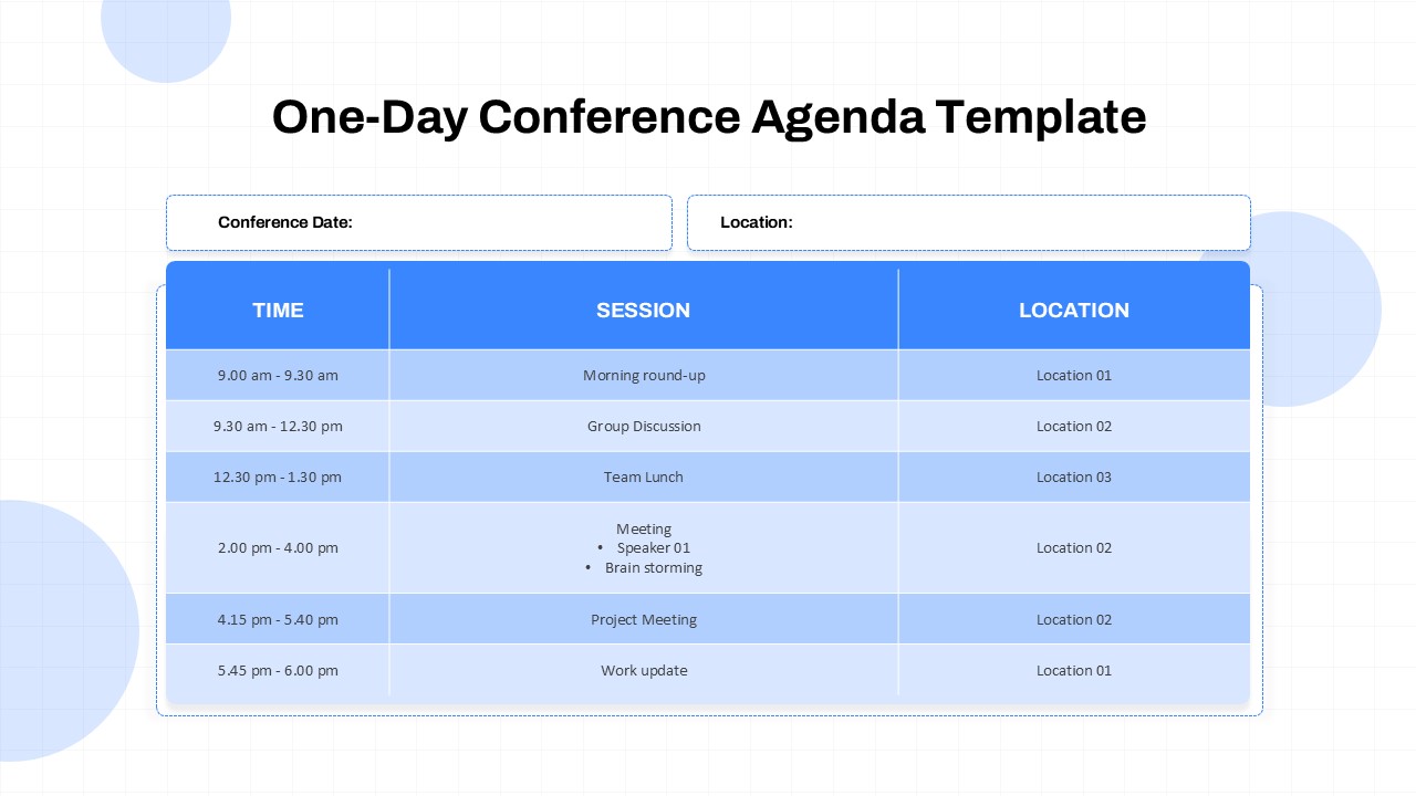 Example of One Day Conference Schedule Template