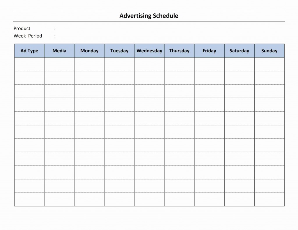Example of Printable Advertising Schedule Template