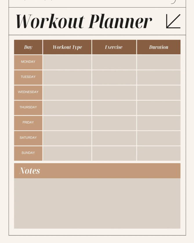 Example of Printable Fitness Schedule Template