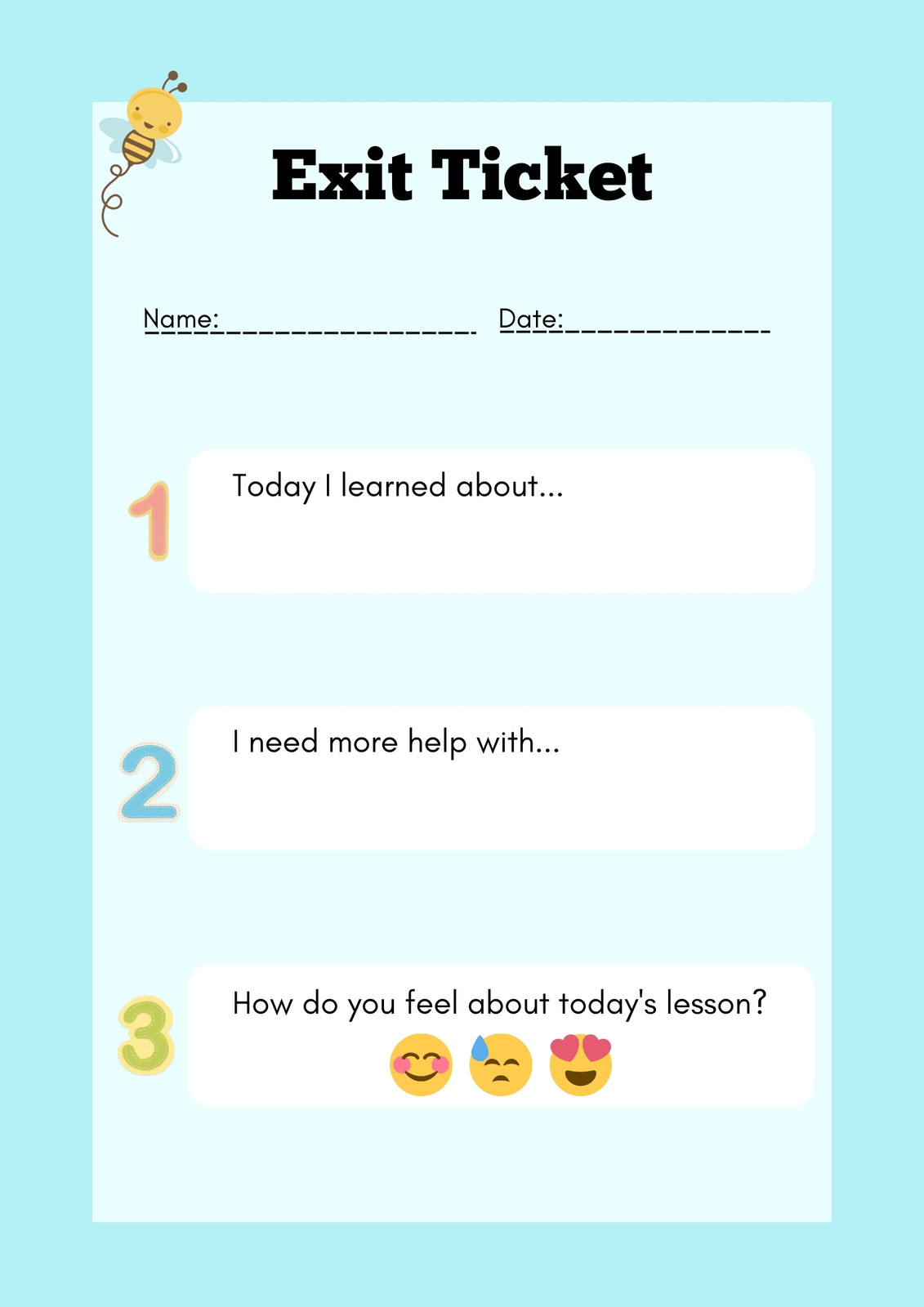 Exit Ticket Template Exit Ticket Template