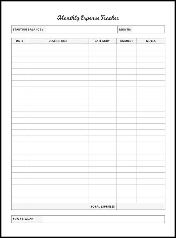 Expense Tracker Template Sample Expense Tracker Template Sample