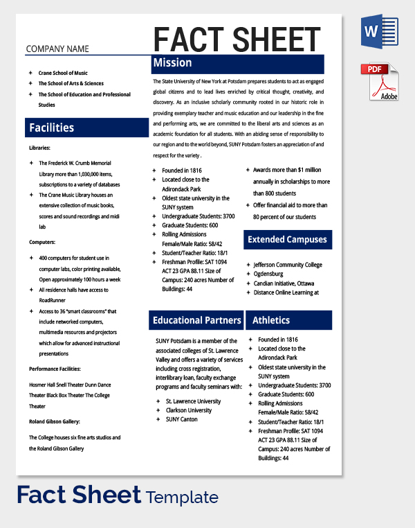 Fact Sheet Template Example