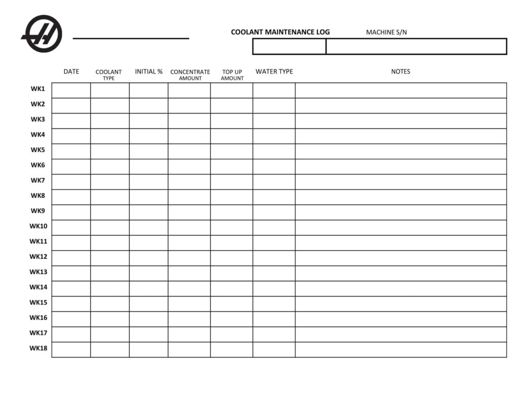 Farm Equipment Maintenance Log Template