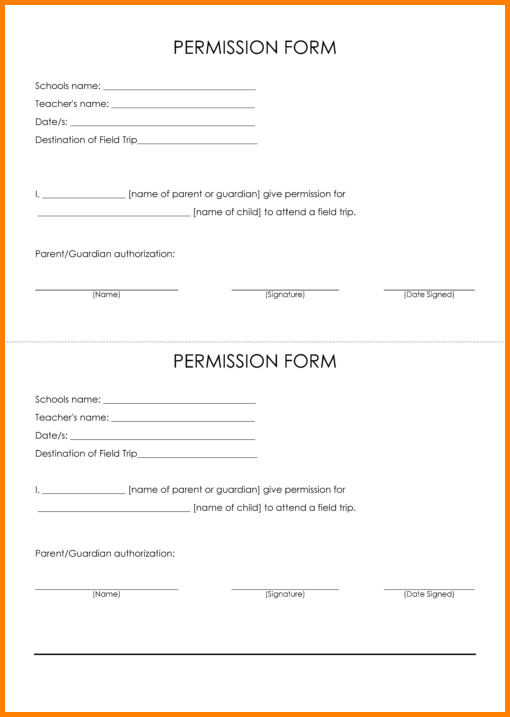 Field Trip Permission Slip Template Sample