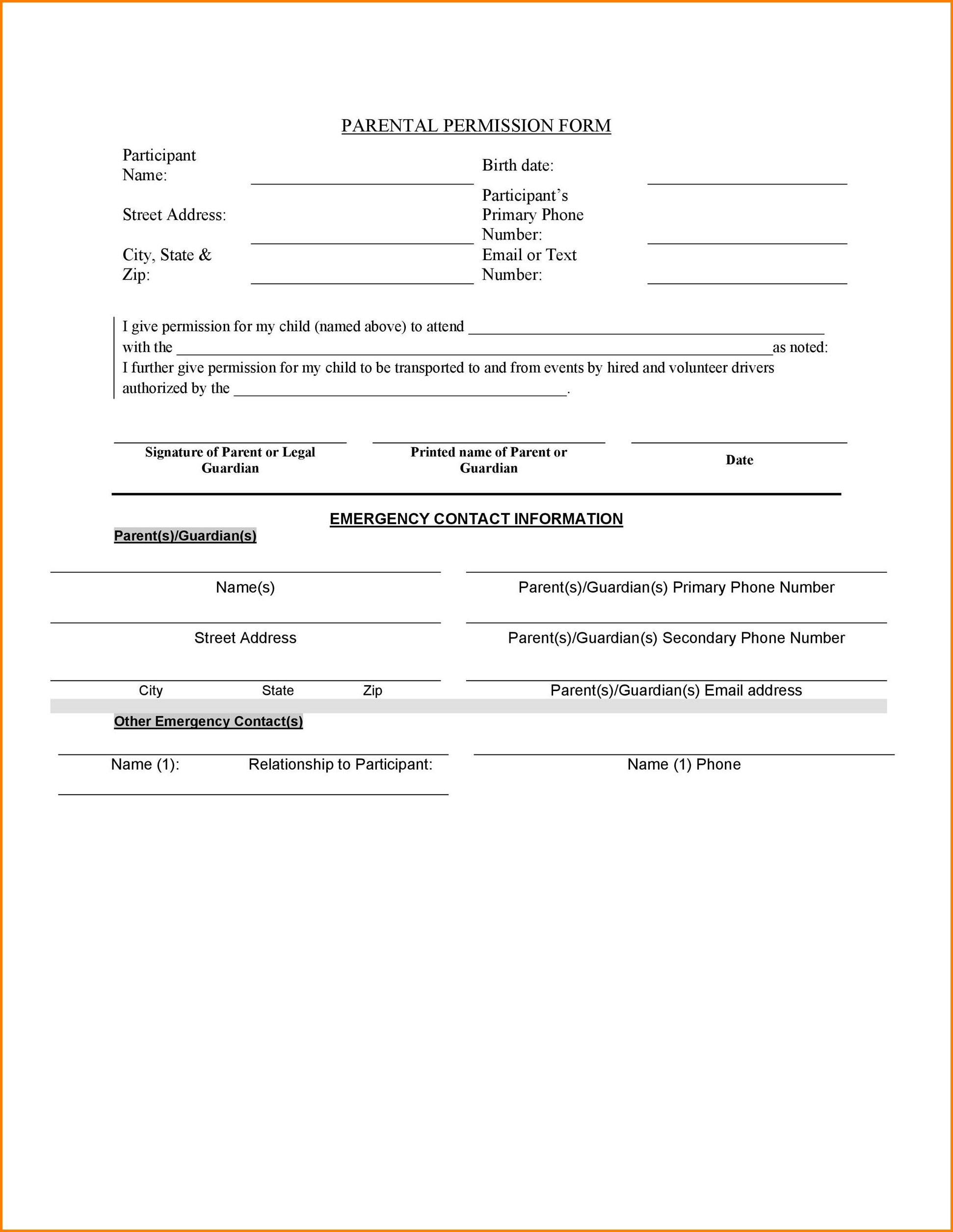 Field Trip Permission Slip Template