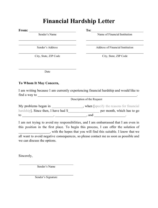 Financial Hardship Letter Template Sample Financial Hardship Letter Template Sample