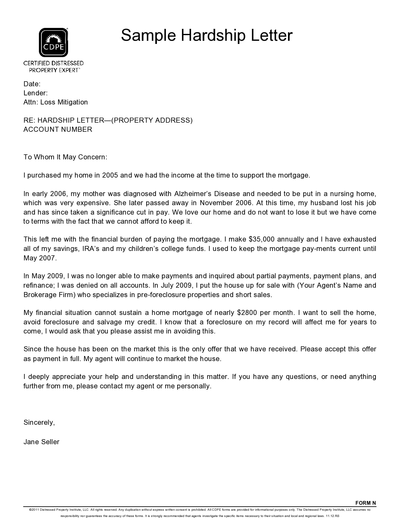 Financial Hardship Letter Template Financial Hardship Letter Template