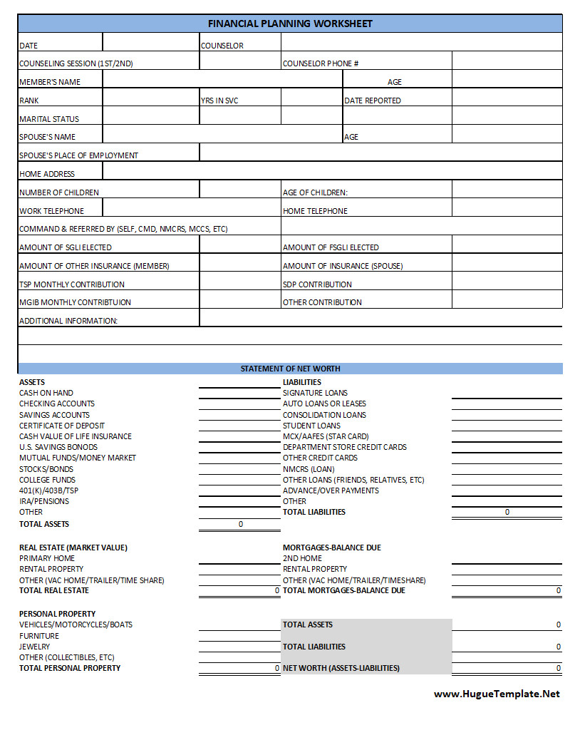 Financial Planning Template Simple Financial Planning Template