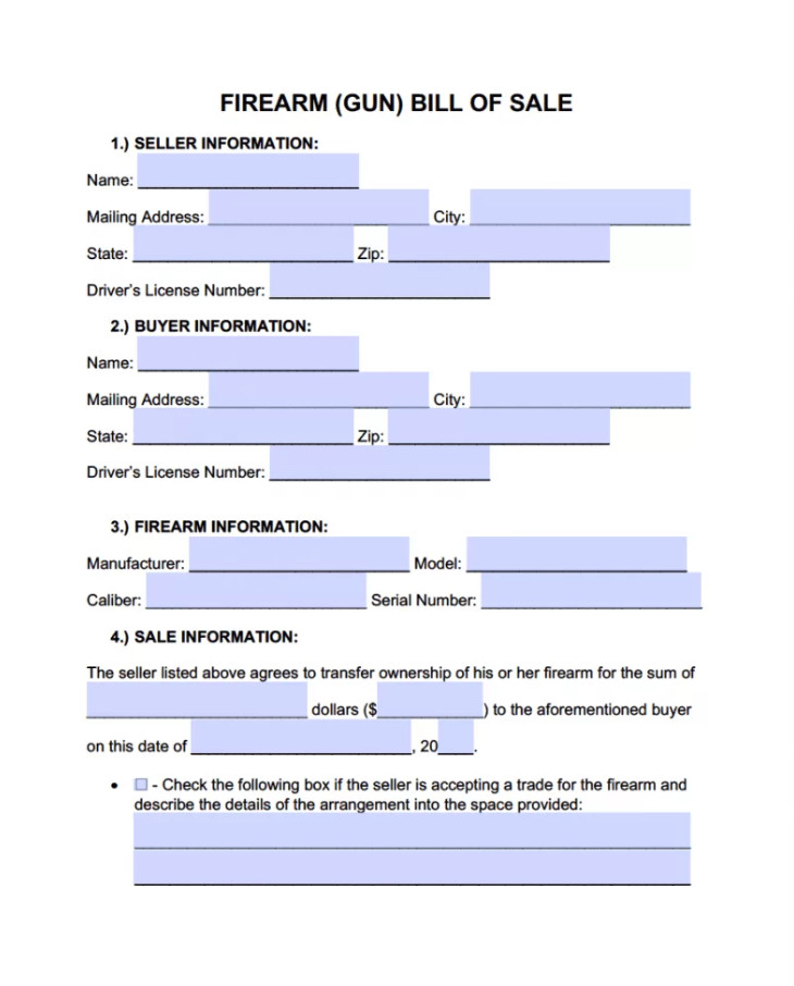 Firearm Bill of Sale Form Firearm Bill of Sale Form