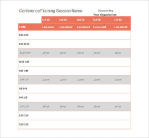 Five-Day Event Schedule Template