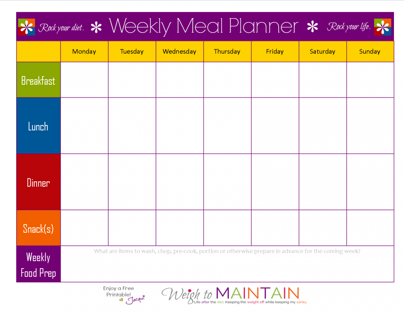 Food Schedule Template Food Schedule Template