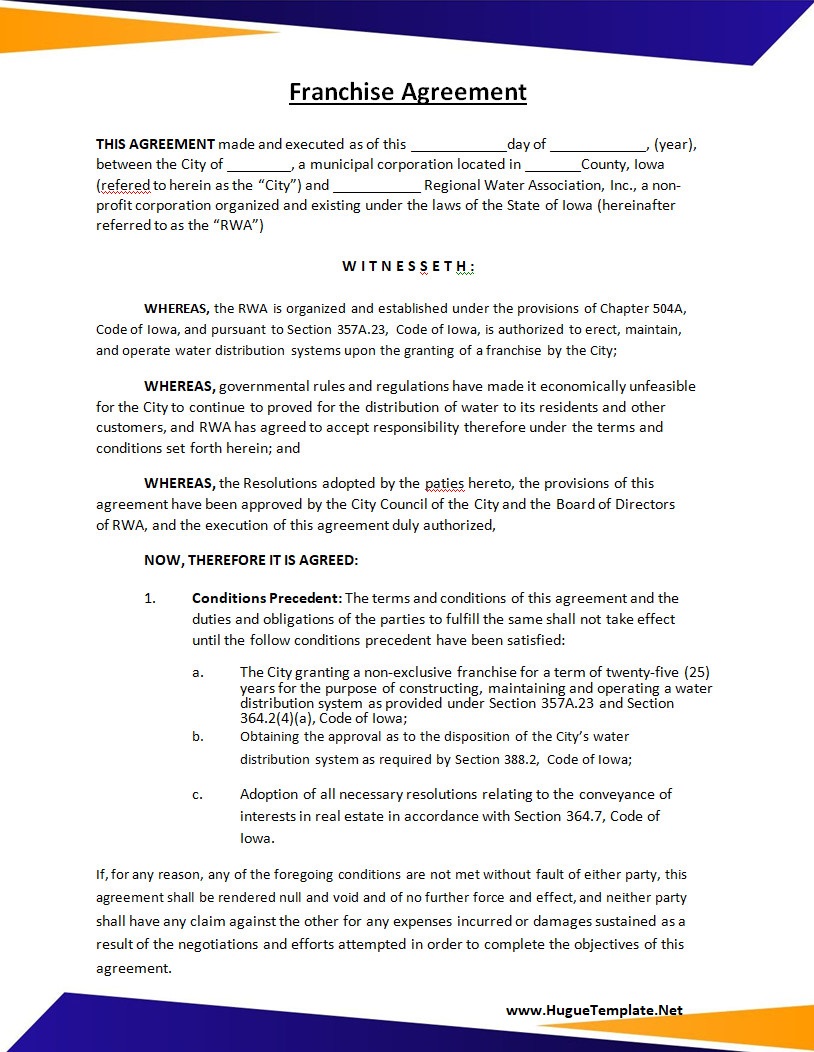 Franchise Agreement Template