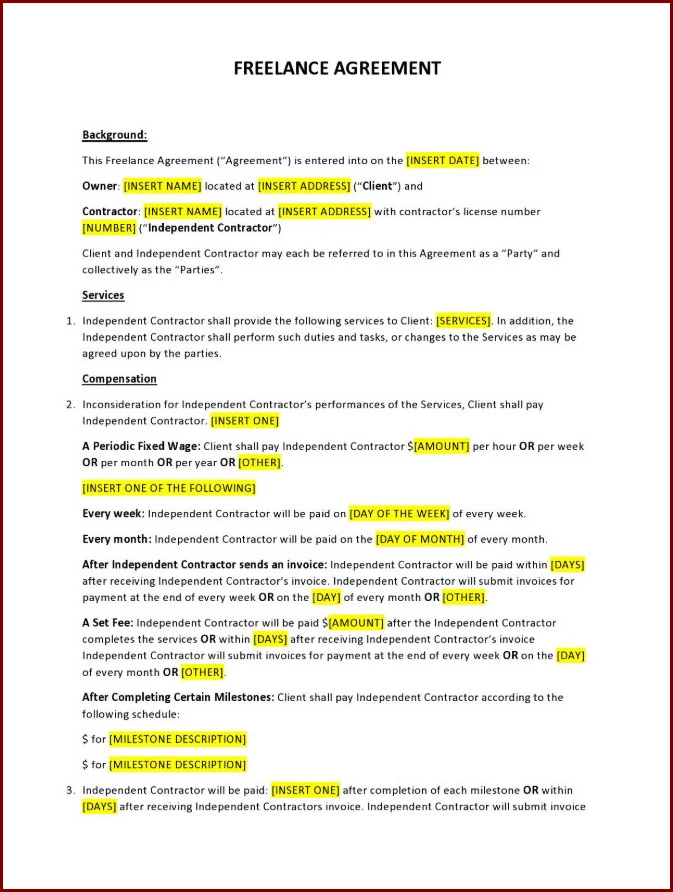 Freelance Writer Contract Template Sample Freelance Writer Contract Template Sample