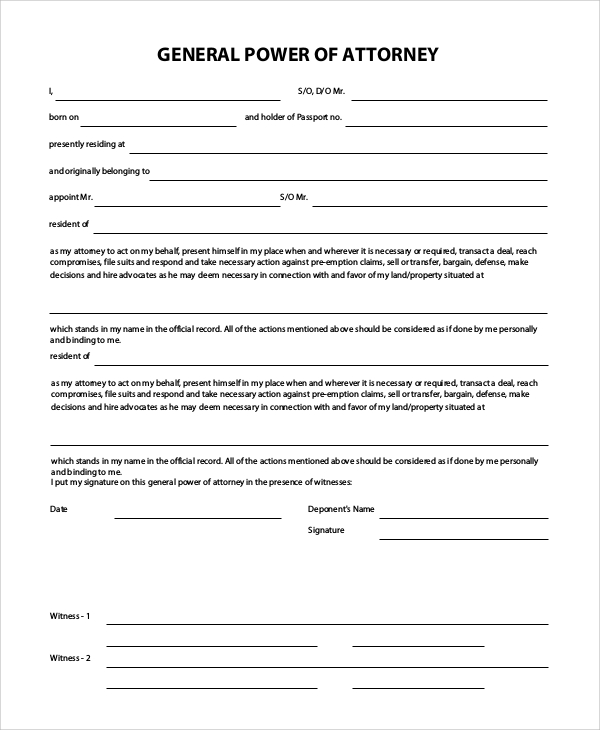 General Power of Attorney Template Sample General Power of Attorney Template Sample