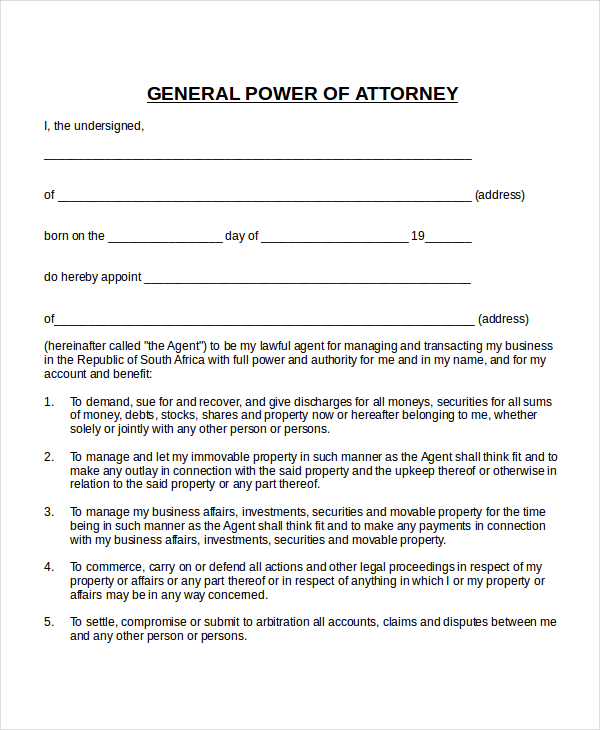 General Power of Attorney Template General Power of Attorney Template