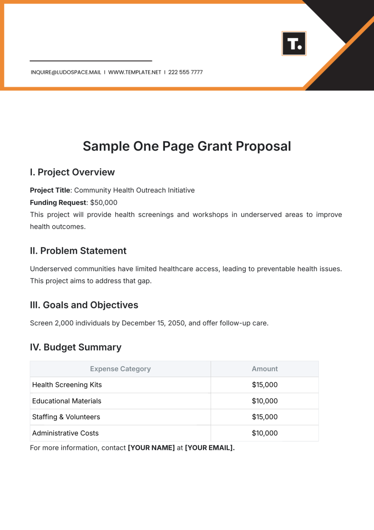 Grant Proposal Template Grant Proposal Template