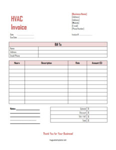 Free Printable HVAC Invoice Template (Word)