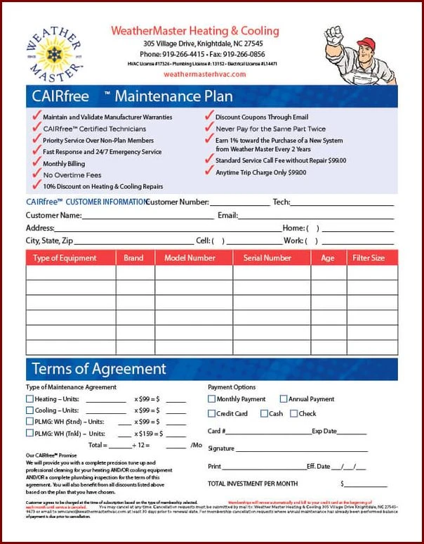 HVAC Service Agreement Template Example HVAC Service Agreement Template Example