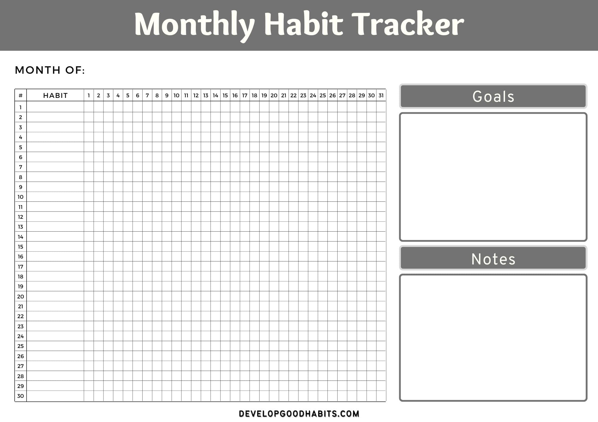 Habit Tracker Template Habit Tracker Template