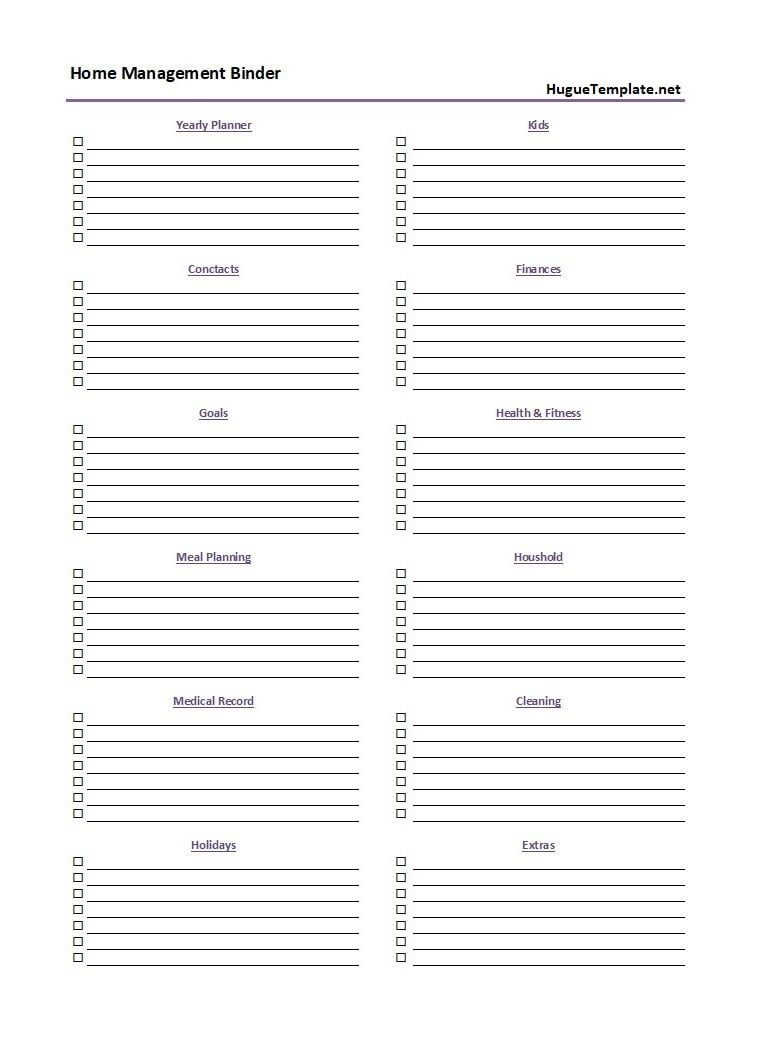 Home Management Binder Template Home Management Binder Template