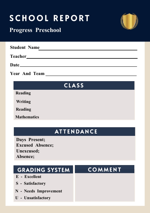 Homeschool Report Card Template