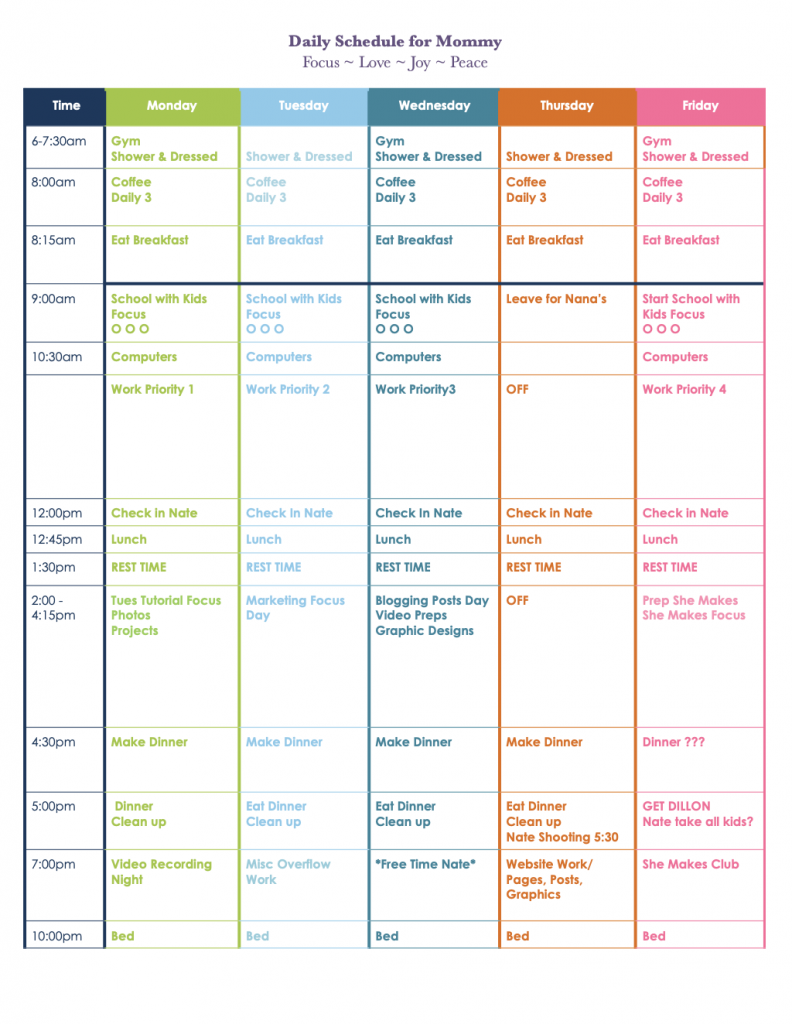 Homeschooling Schedule Template