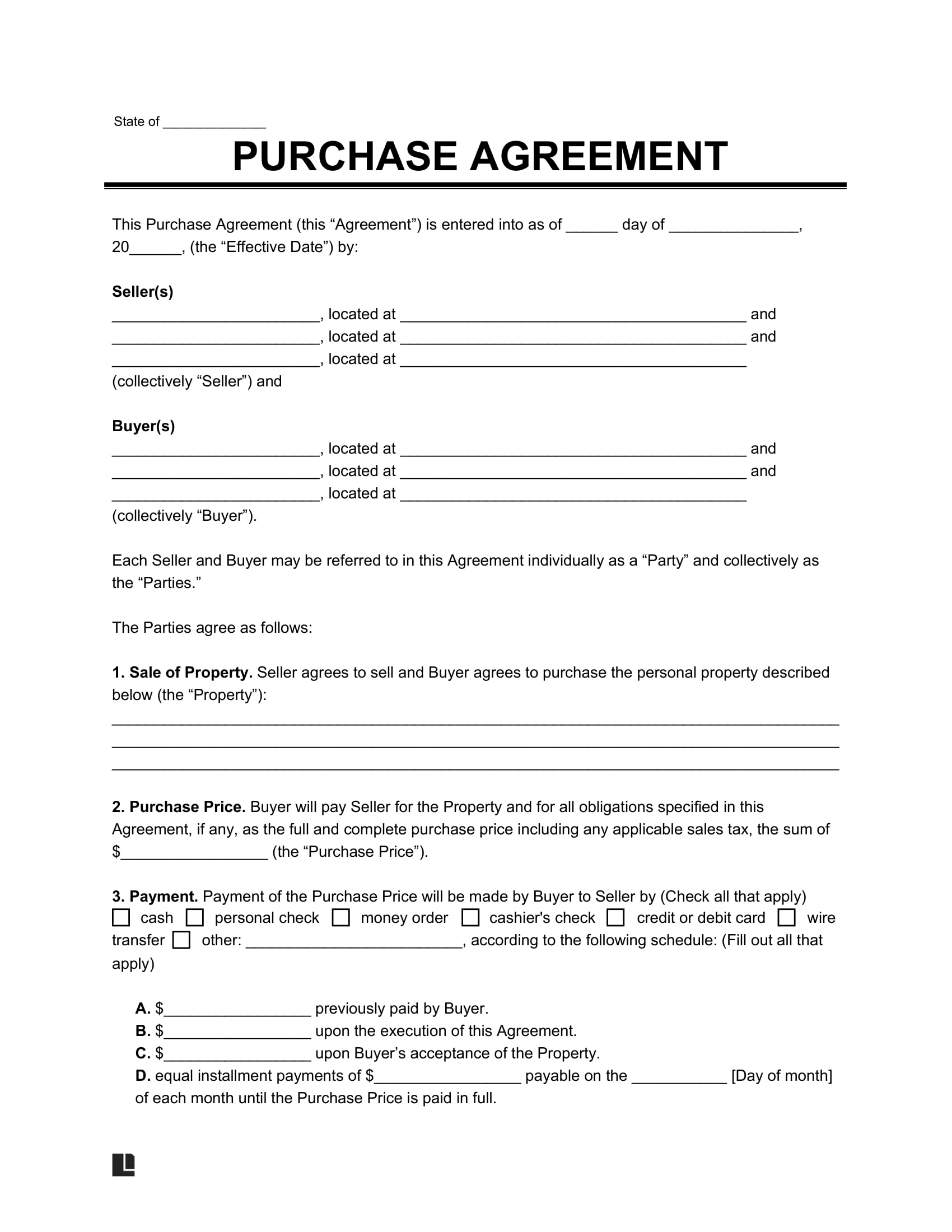 House Purchase Agreement Template House Purchase Agreement Template