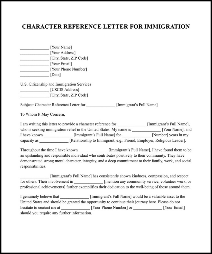 Immigration Reference Letter Template Sample Immigration Reference Letter Template Sample