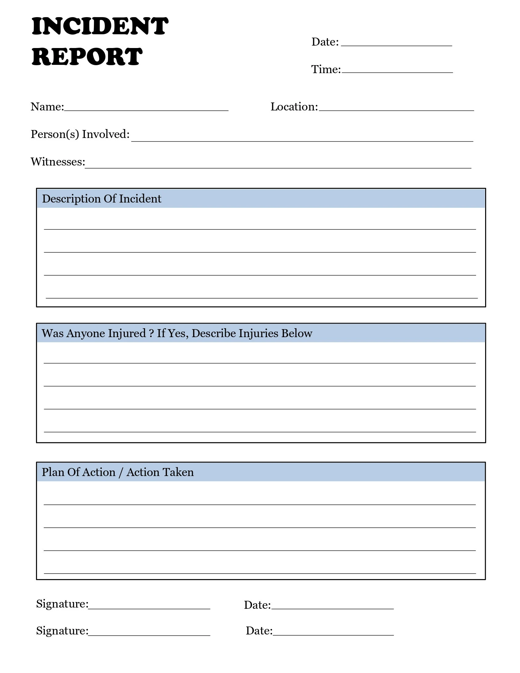 Incident Report Template