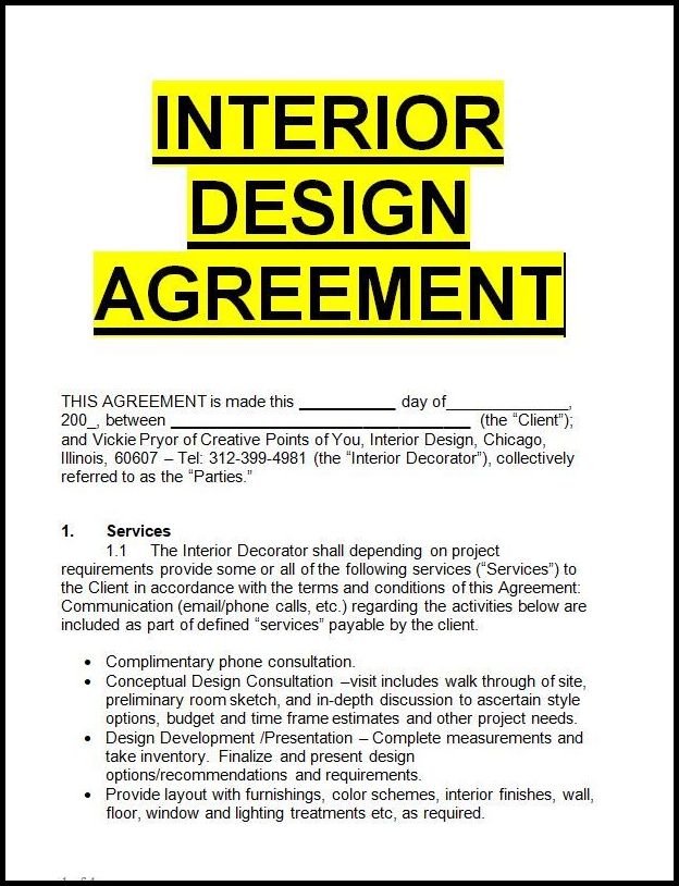 Interior Design Agreement Template Example