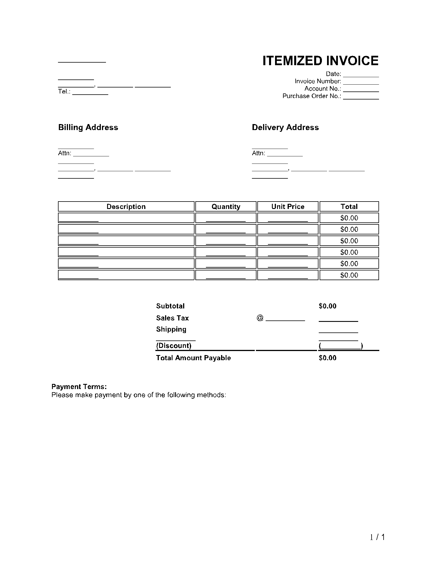 Itemized Invoice Template Example Itemized Invoice Template Example