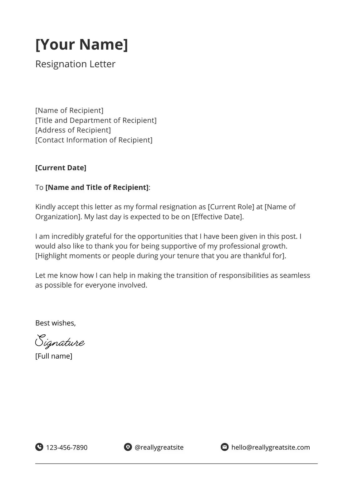 Job Resignation Letter Template Sample Job Resignation Letter Template Sample
