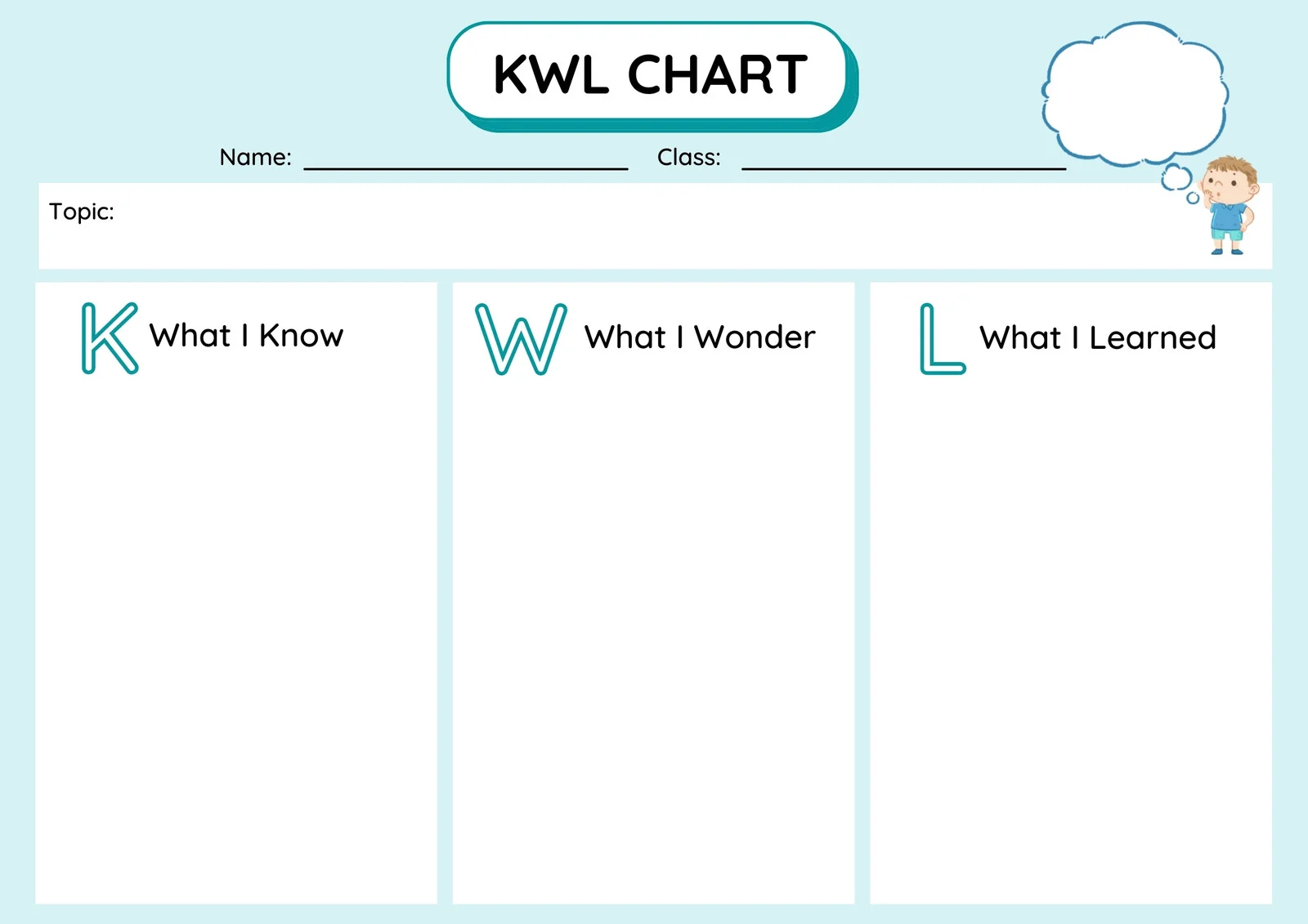 KWL Chart Template Example KWL Chart Template Example