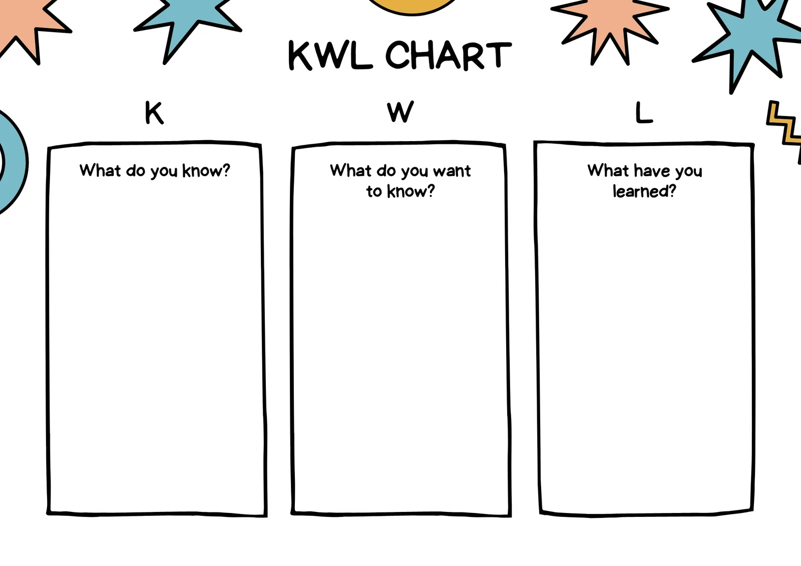 KWL Chart Template Sample KWL Chart Template Sample