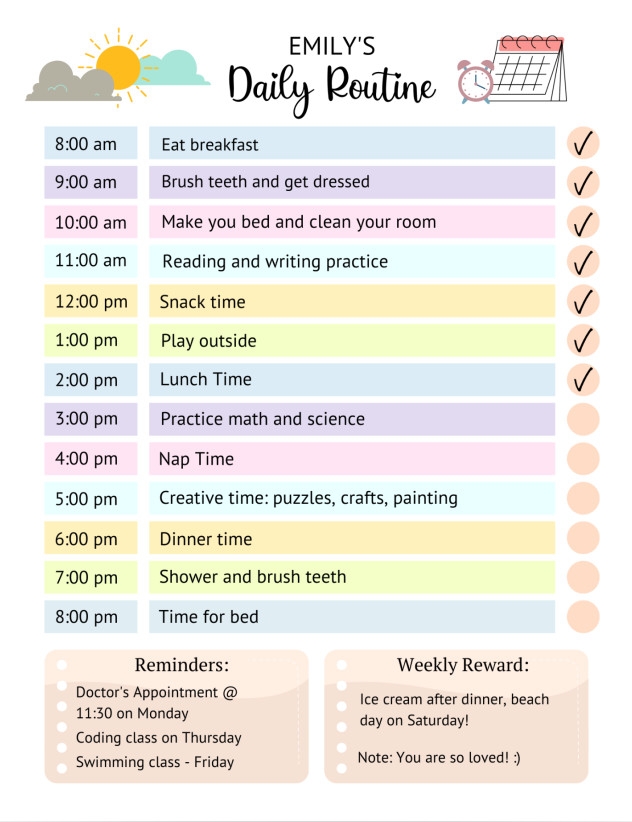 Kids Schedule Template