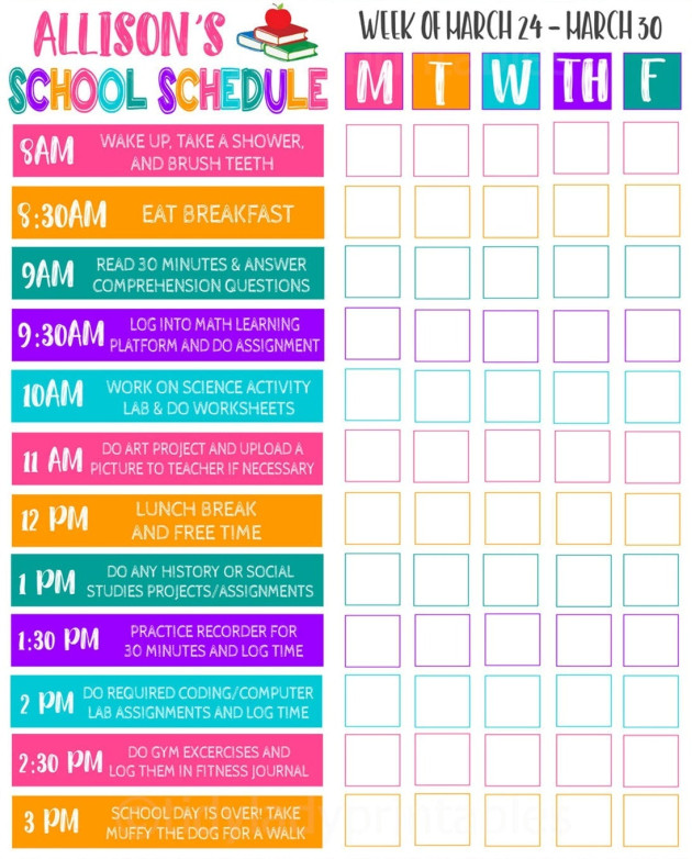 Kids Schedule Template