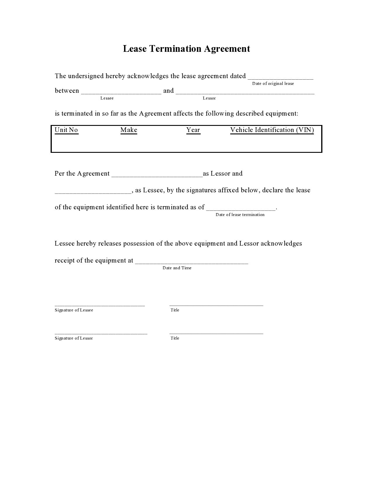 Lease Agreement Termination Template Lease Agreement Termination Template