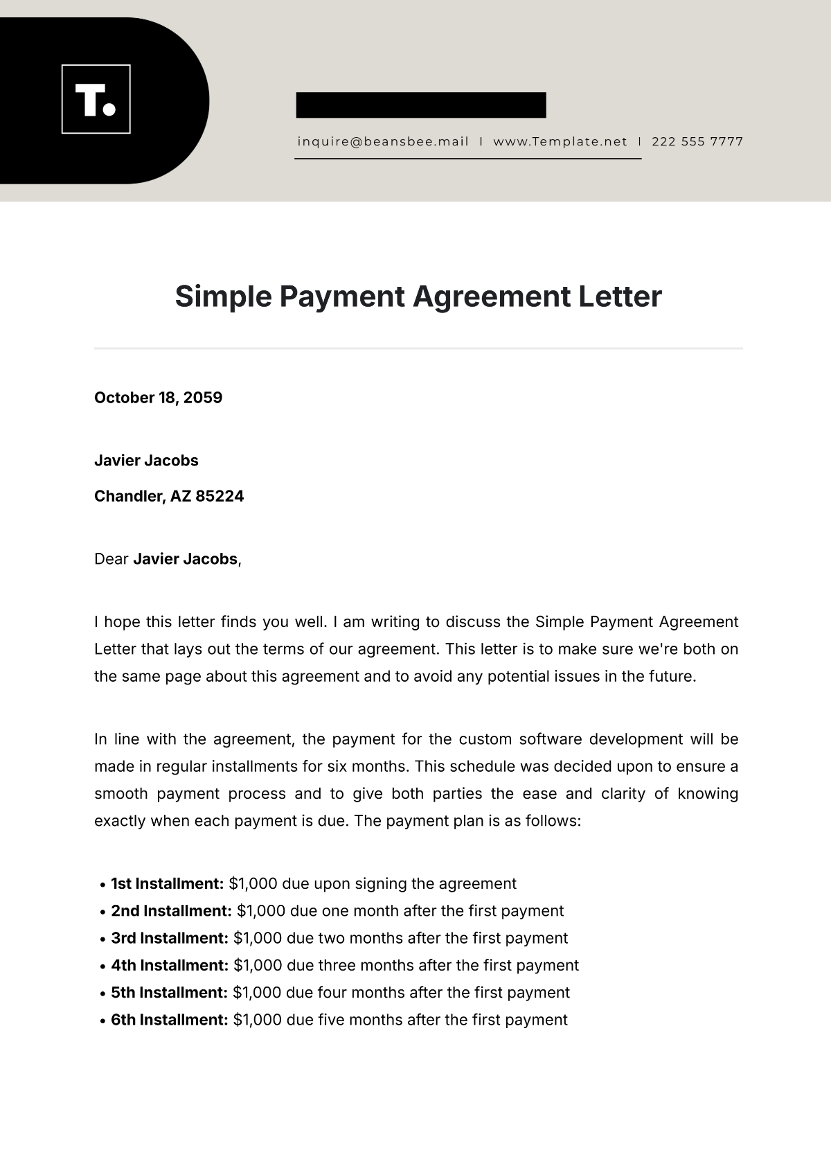 Letter of Agreement Template Letter of Agreement Template