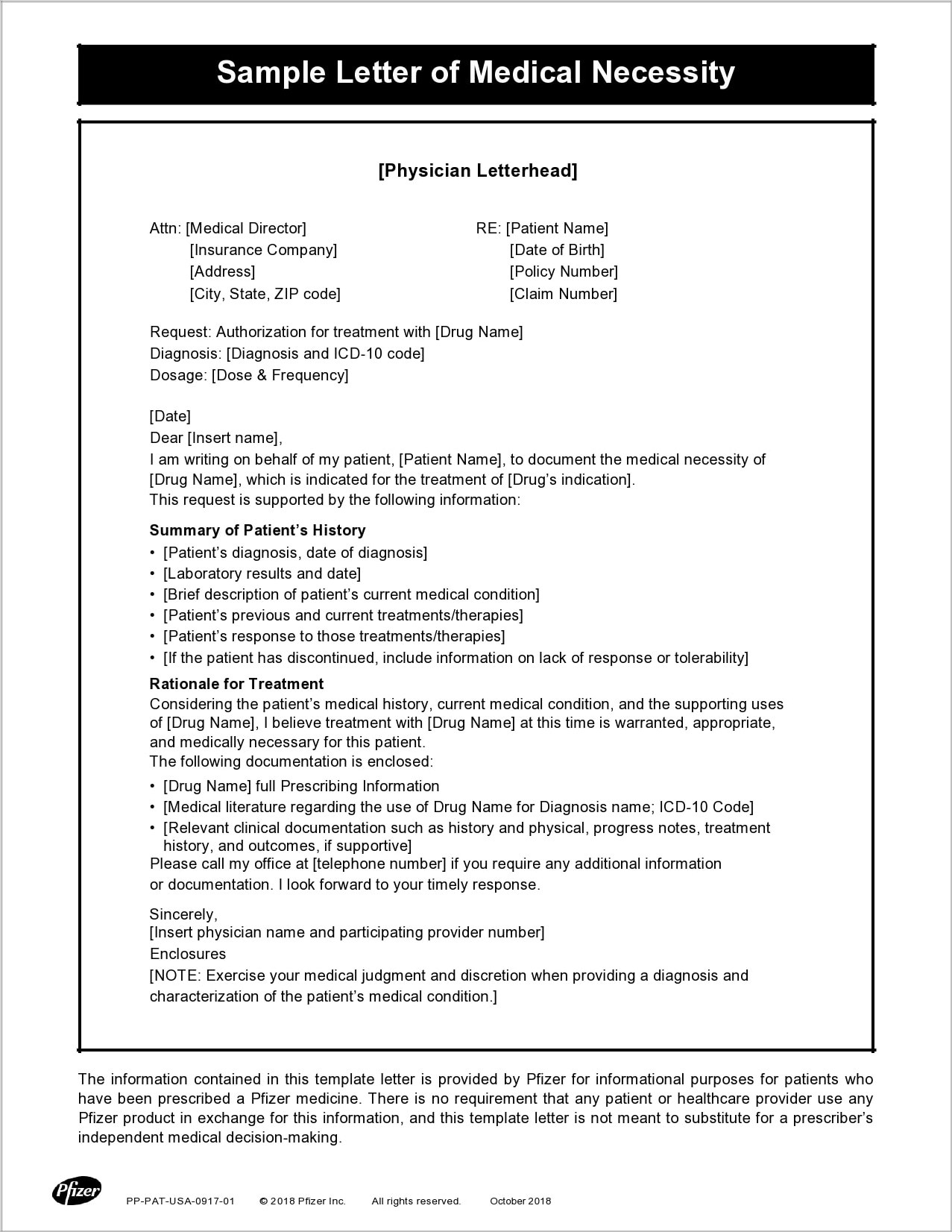 Letter of Medical Necessity Form Letter of Medical Necessity Form